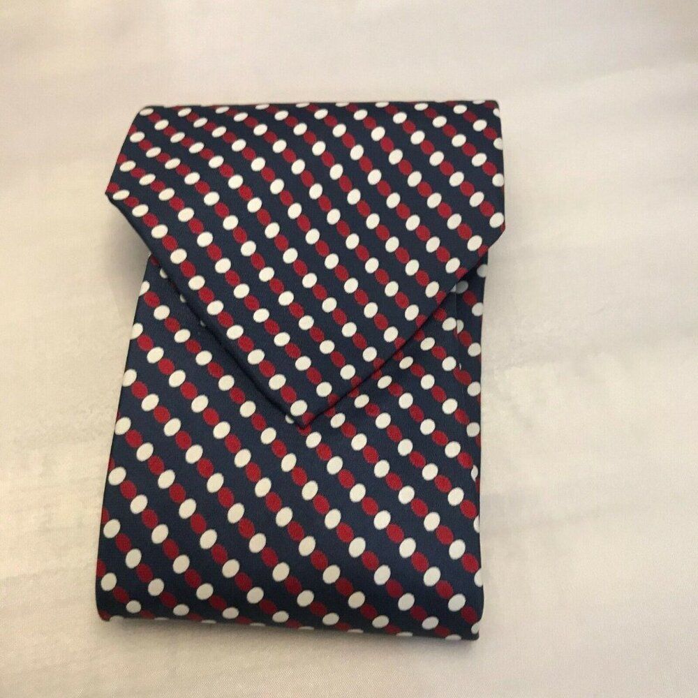 #1222 VTG ADOLFO COUTURE X LONG POLKA DOT PRINT NECKTIE 62 IN x 4 IN
